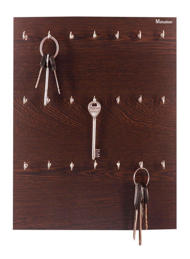 Mahaakaay 21 Hook Wooden Key Holder Hanger Stand Wall Hooks Wall Mounted Key Chain Hanging Organizer Color Wenge - Image 2